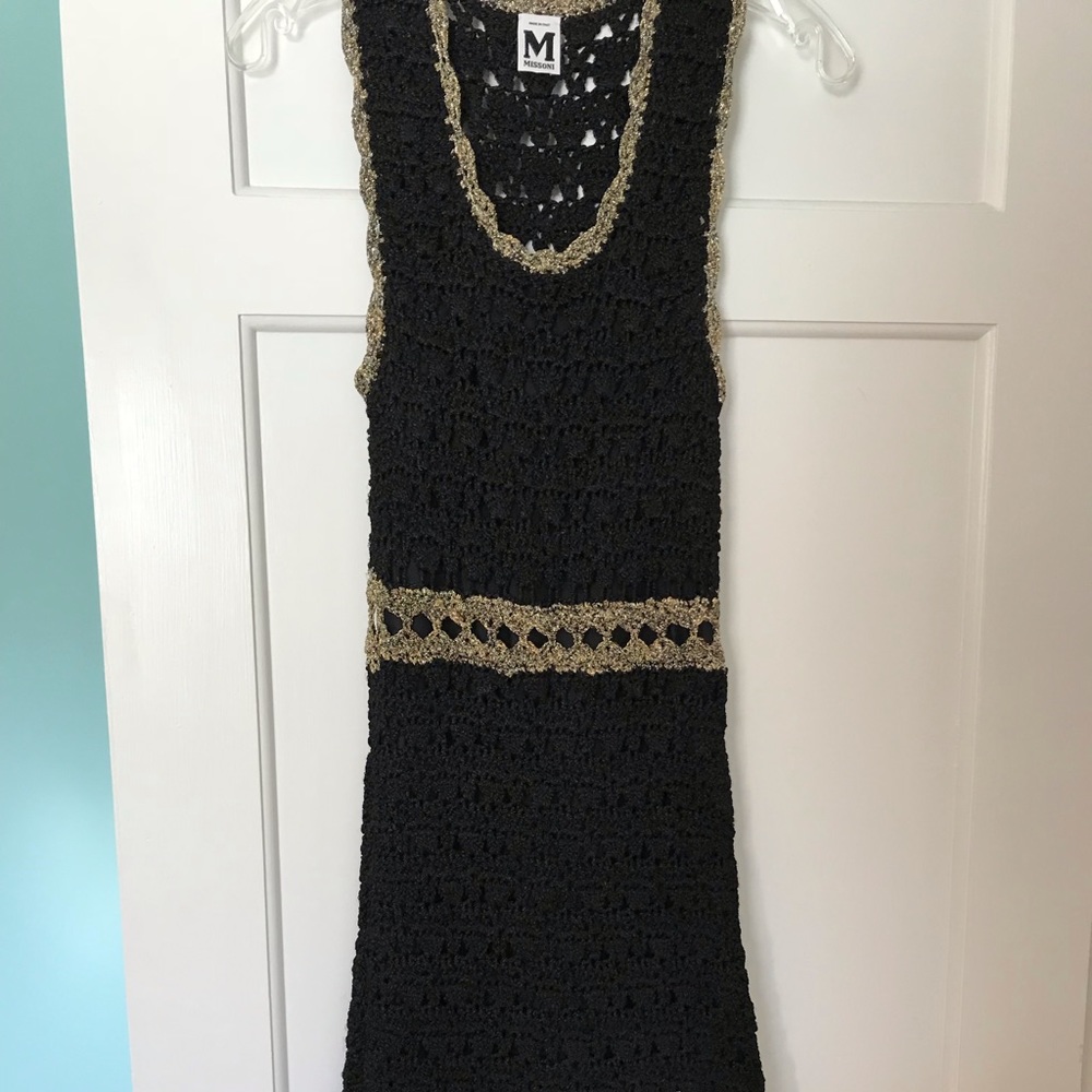 M Missoni black crochet A-line tank dress